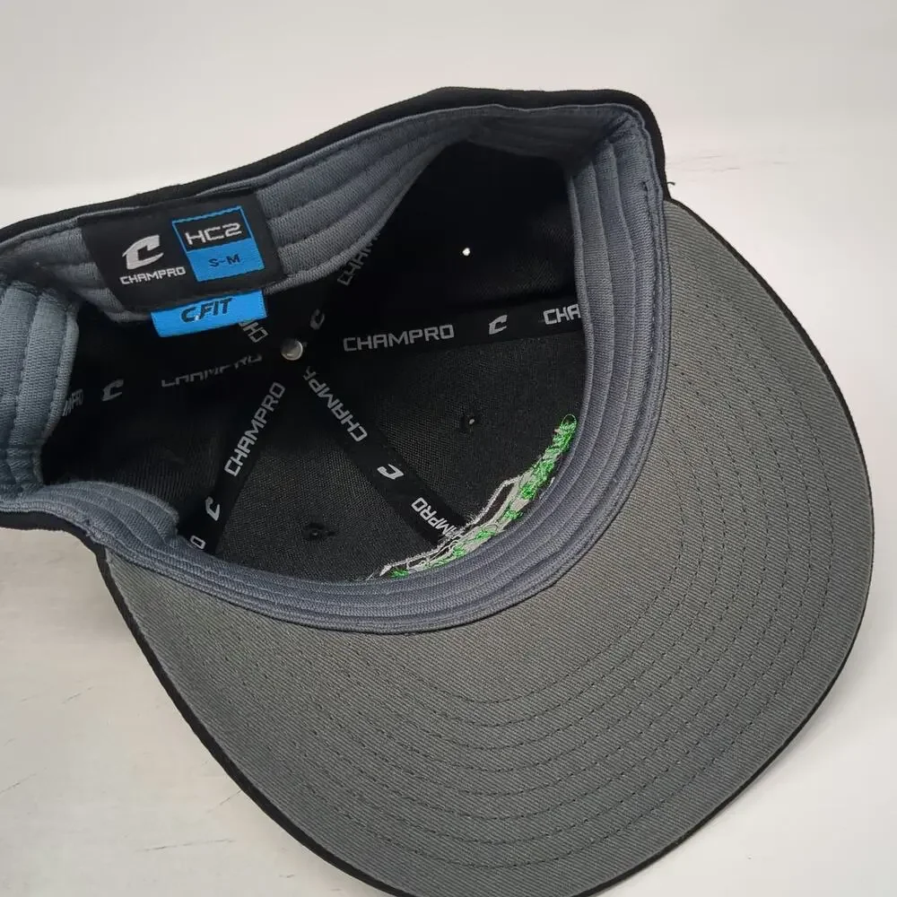 Champro Baseball Cap Black M West Valley Embroidered Stretch Fit Grey Under Hat